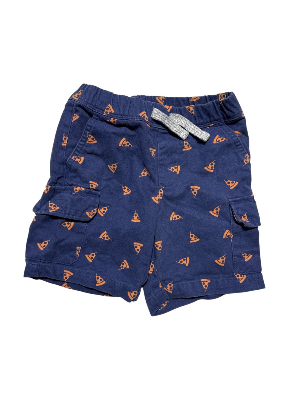 Spotted Zebra Navy Blue Pizza‎ Print Cargo Shorts Size 4T